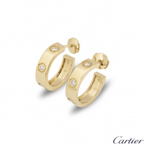 Cartier Yellow Gold Diamond Love Hoop Earrings